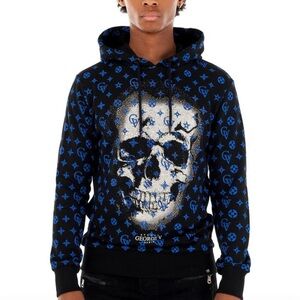 Blue Black Sweater Hoodie George V Designer Brand From Paris Rhinestone